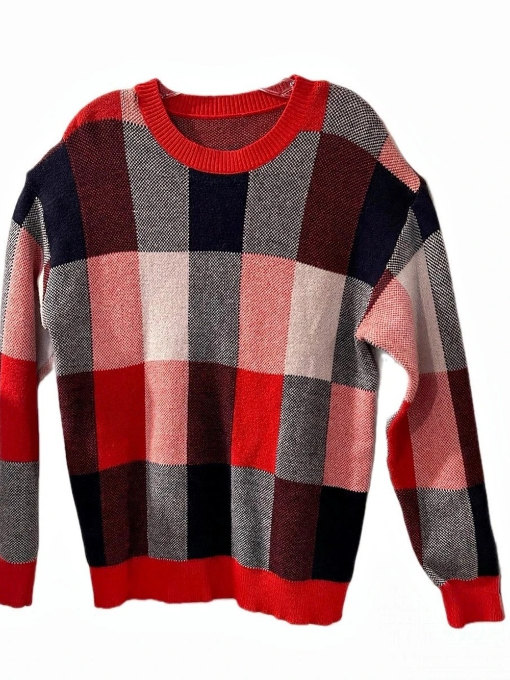 Boden Ariadne Wool Blend Sweater - Multi Gingham (K1328-RED)